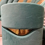 Green Velvet Cylindrical Nightstand with Gold Mirror Stainless Steel Top & Rotating Storage